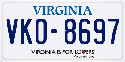 VA license plate VKO8697