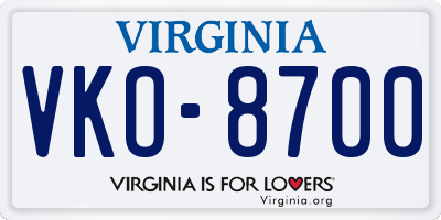 VA license plate VKO8700