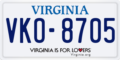 VA license plate VKO8705