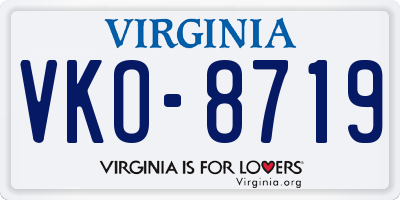 VA license plate VKO8719