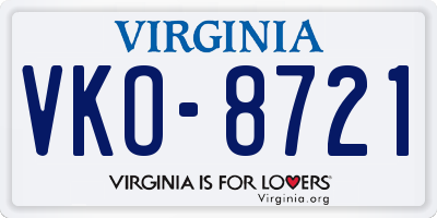 VA license plate VKO8721
