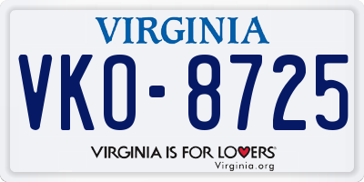 VA license plate VKO8725