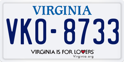 VA license plate VKO8733