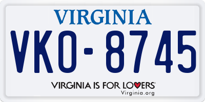 VA license plate VKO8745