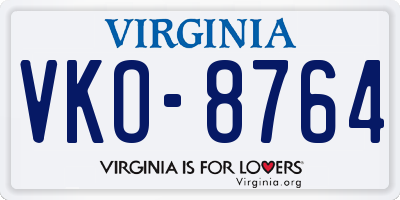 VA license plate VKO8764