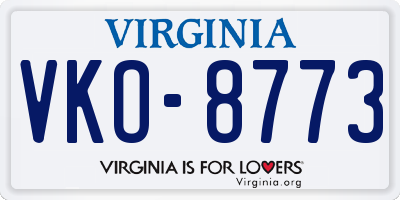 VA license plate VKO8773