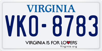 VA license plate VKO8783