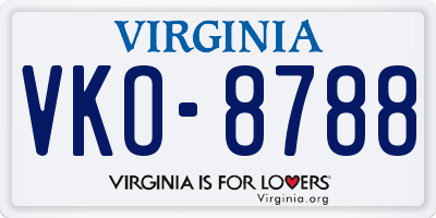 VA license plate VKO8788