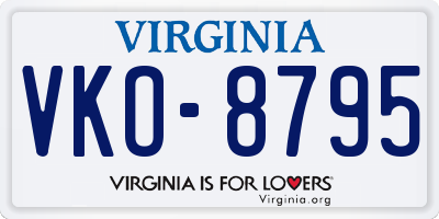 VA license plate VKO8795