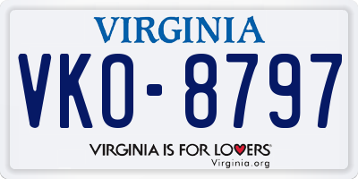VA license plate VKO8797