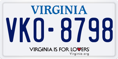 VA license plate VKO8798