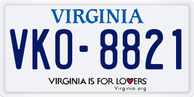VA license plate VKO8821