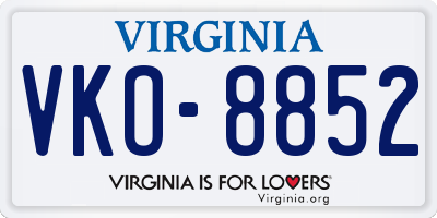 VA license plate VKO8852
