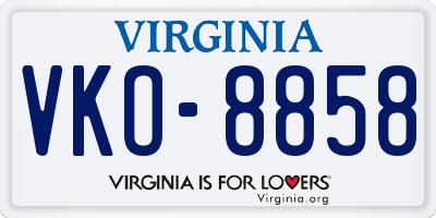 VA license plate VKO8858