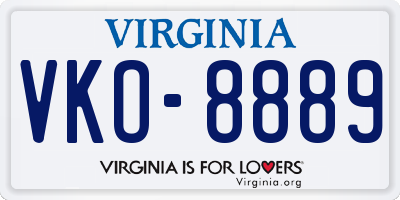 VA license plate VKO8889