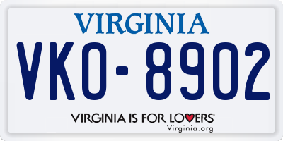 VA license plate VKO8902
