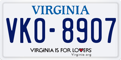 VA license plate VKO8907