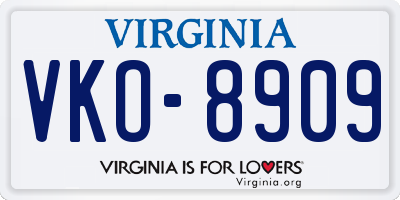 VA license plate VKO8909
