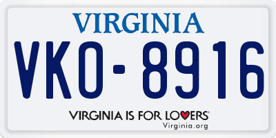 VA license plate VKO8916
