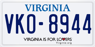 VA license plate VKO8944