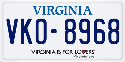 VA license plate VKO8968