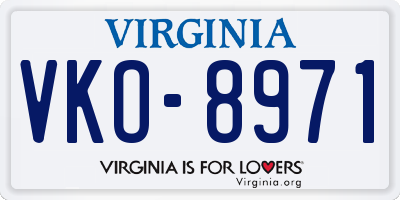 VA license plate VKO8971