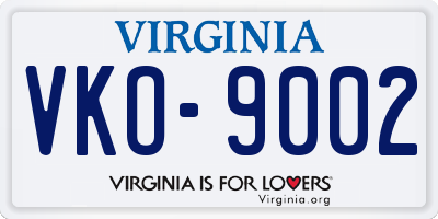 VA license plate VKO9002