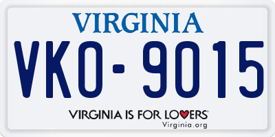 VA license plate VKO9015