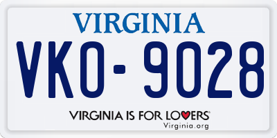 VA license plate VKO9028