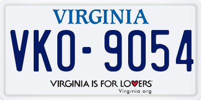 VA license plate VKO9054