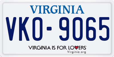 VA license plate VKO9065