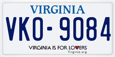 VA license plate VKO9084