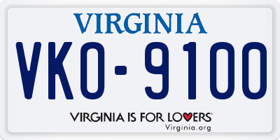 VA license plate VKO9100