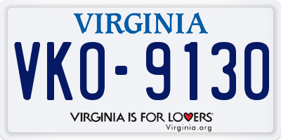 VA license plate VKO9130