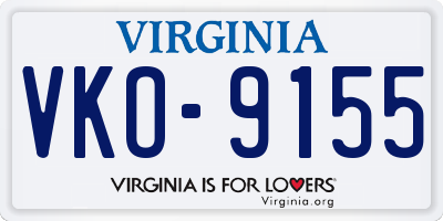 VA license plate VKO9155