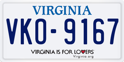 VA license plate VKO9167