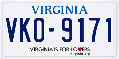 VA license plate VKO9171