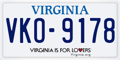 VA license plate VKO9178