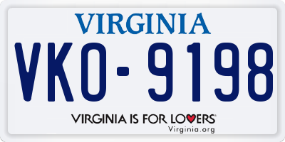 VA license plate VKO9198