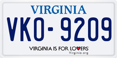 VA license plate VKO9209