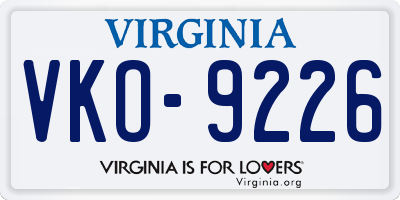 VA license plate VKO9226