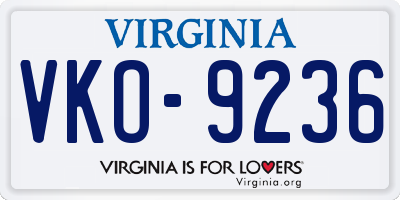 VA license plate VKO9236