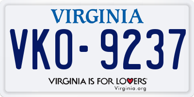 VA license plate VKO9237