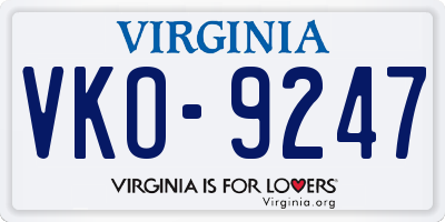 VA license plate VKO9247