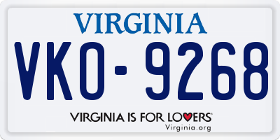 VA license plate VKO9268