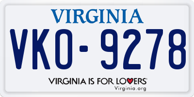VA license plate VKO9278