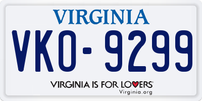 VA license plate VKO9299