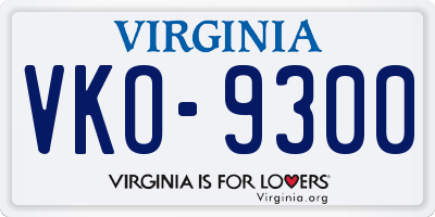 VA license plate VKO9300