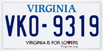 VA license plate VKO9319