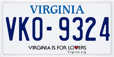 VA license plate VKO9324